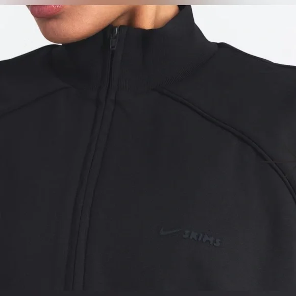 NikeSkims Matte Tricot Oversized Track Jacket Full Zip, Obsidian Black Size XL